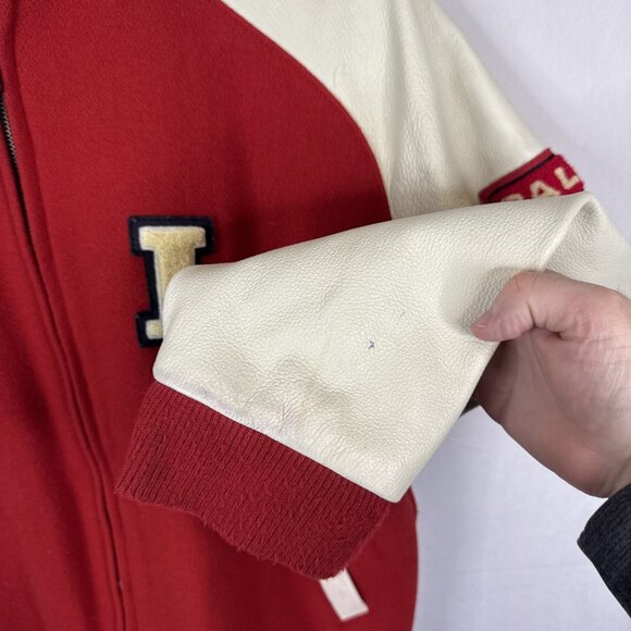 Illyria Prep Varsity Jacket She’s The Man Style Red Wool Leather Sleeves M - Picture 2 of 8